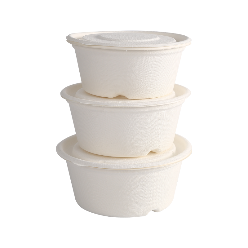 Recycle 1200ml Larger bowl-bagasse with lid/cover L18*H8.0cm
