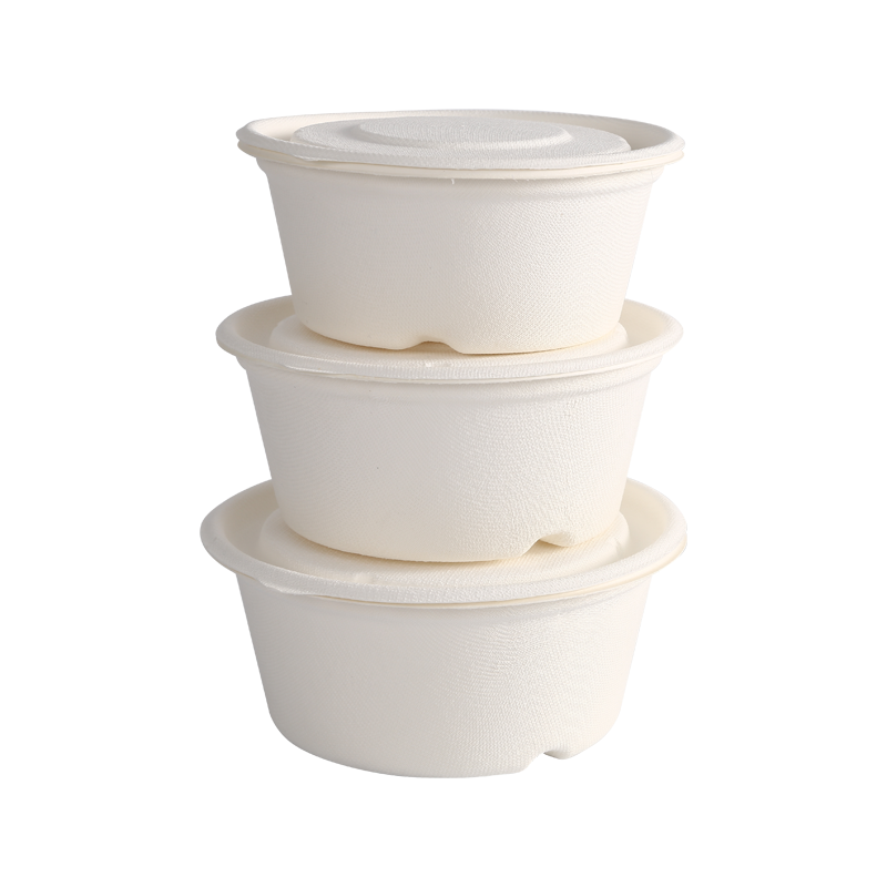 Recycle 1200ml Larger bowl-bagasse with lid/cover L18*H8.0cm